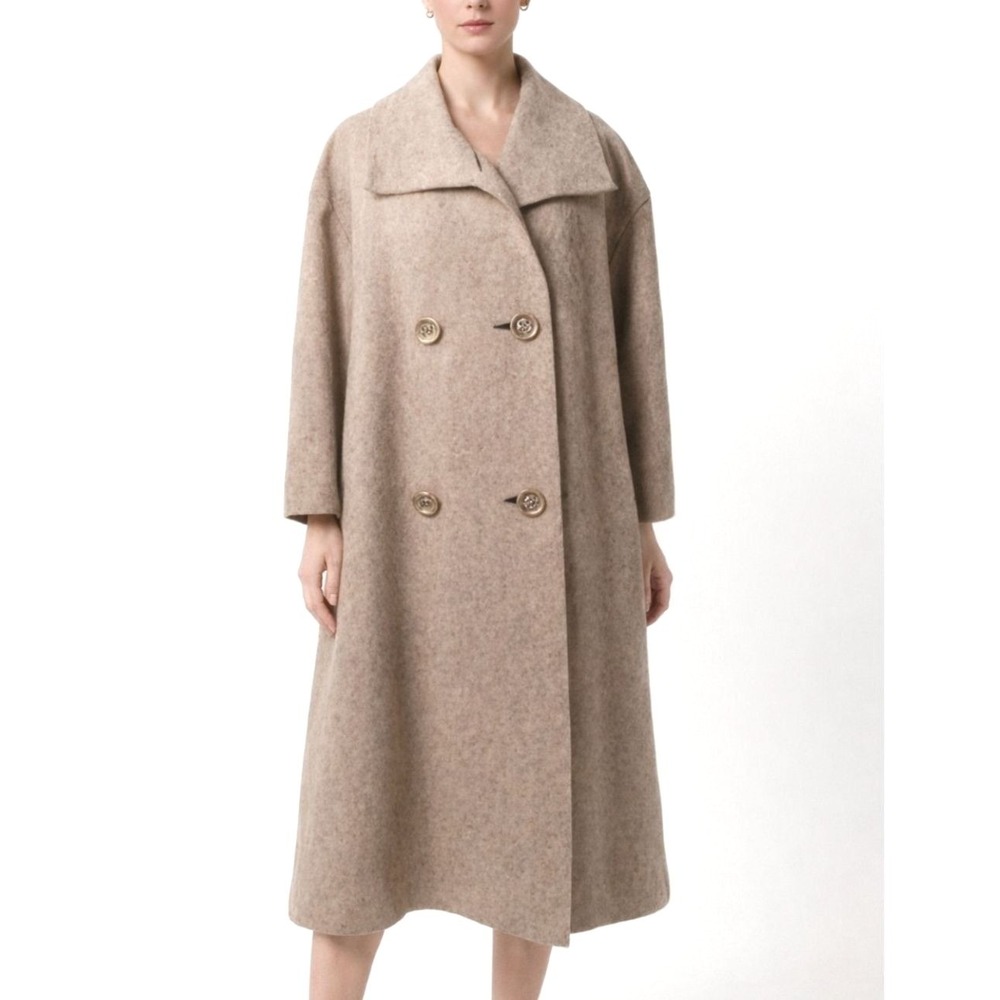 Youthcraft Long Coat Taupe Brown Double Breasted Minimalist Old Money Vintage